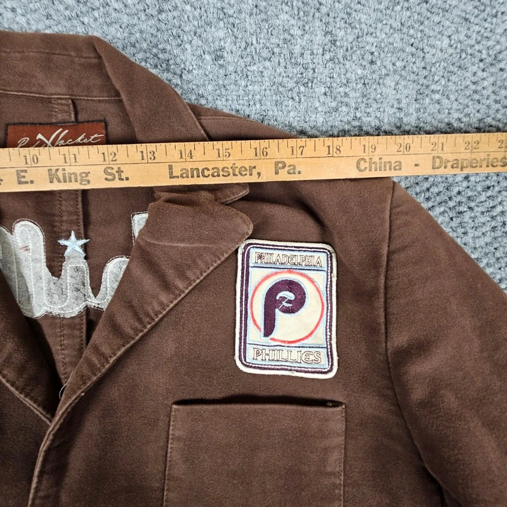Vtg Red X Jacket Pikwakwad Philadelphia Phillies Chore Coat Blazer Brown Mens